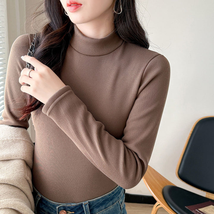 Ladies fashionable long sleeve top with stand-up collar Chic & Stil