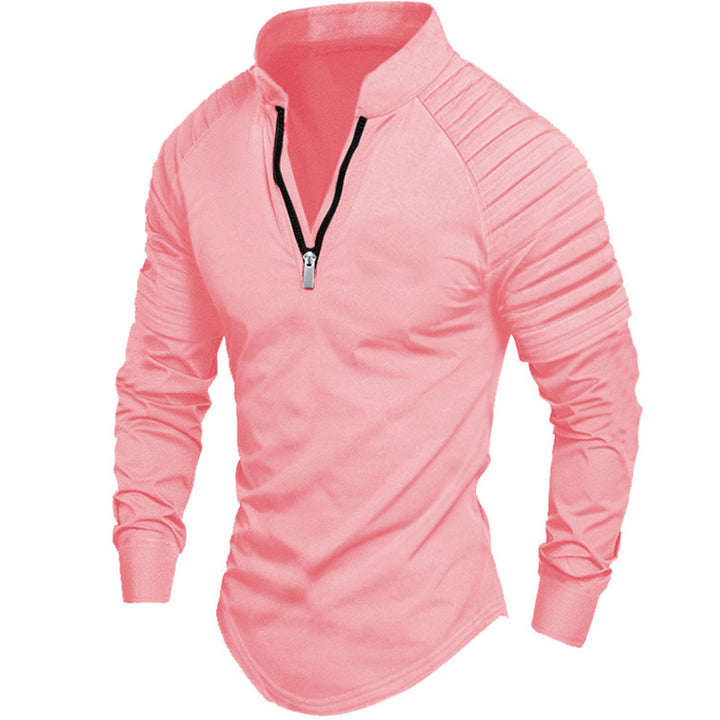 Long sleeve sport shirt for men with high collar and zip Lune London