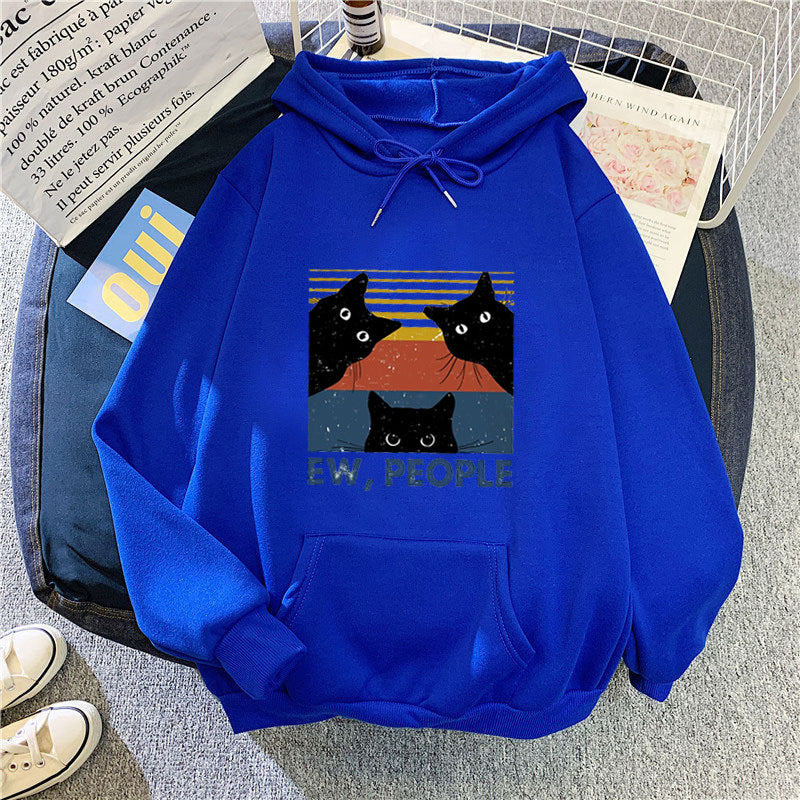 Women’s hoodie with stylish cat motif and inspiring lettering Chic & Stil