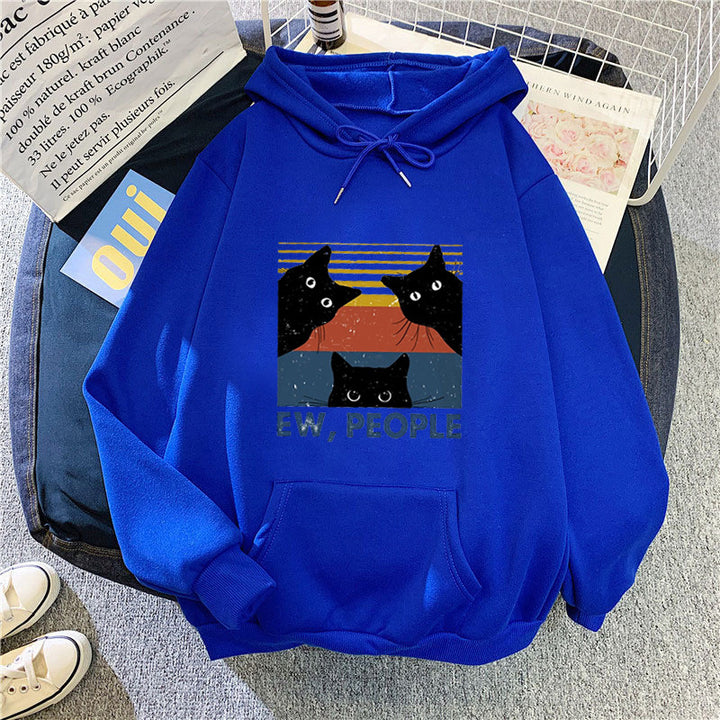 Women’s hoodie with stylish cat motif and inspiring lettering Chic & Stil