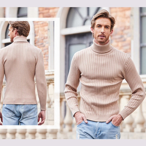 Knit sweater for men with high collar and ribbed pattern Amarae
