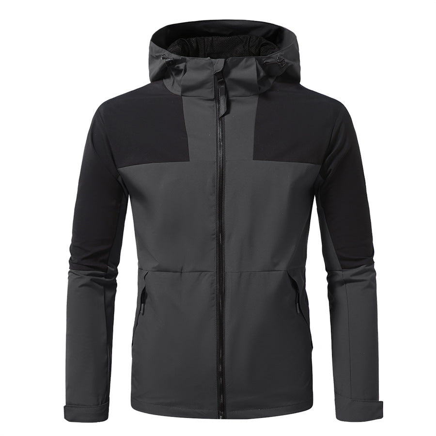Functional outdoor jacket for men with adjustable hood area Lune London