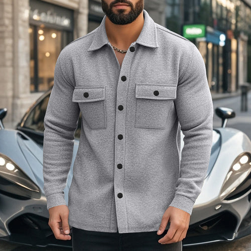 Trendy flannel jacket for men with practical pockets Amarae