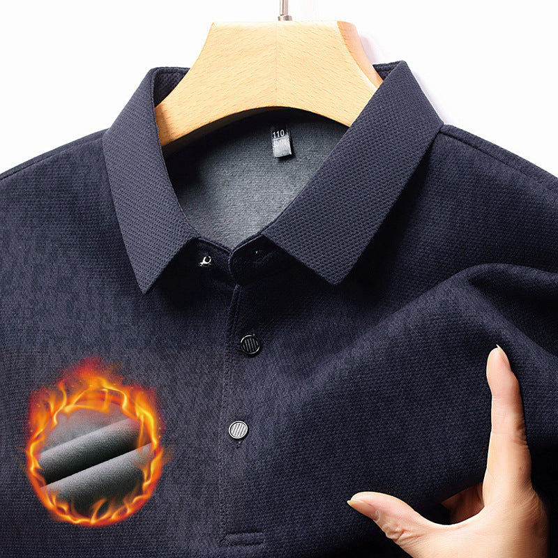 Men's long sleeve polo shirt with textured design and moisture-wicking fabric Lune London