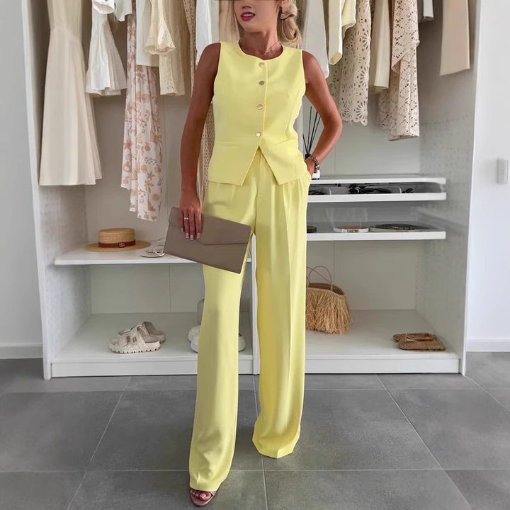 Elegant ladies' suit vest with wide-leg pants Lune London