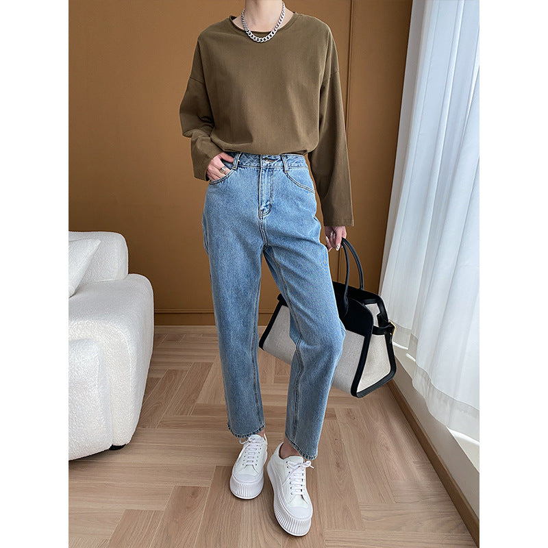 Women's high-waisted jeans with cropped fit Chic & Stil