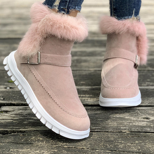 Warm lined boots for women with trendy fur trim Amarae