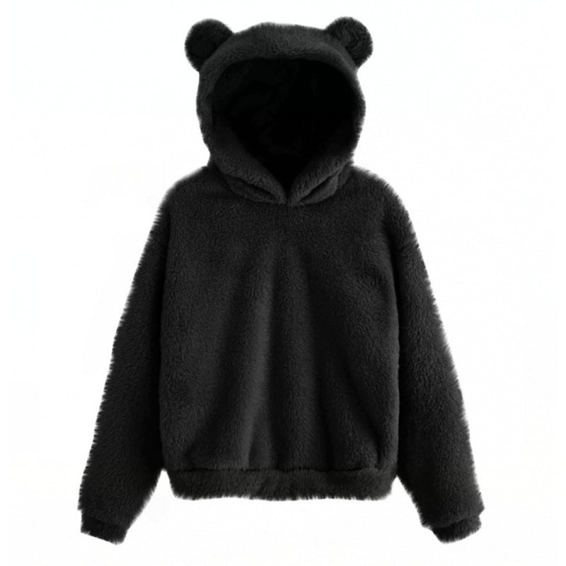 Women's Cozy Teddy Fleece Hoodie with Bear Ears and Oversized Fit Amarae