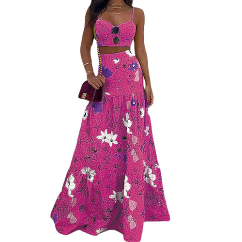 Maxi dress for women with floral design and chic bustier top Amarae