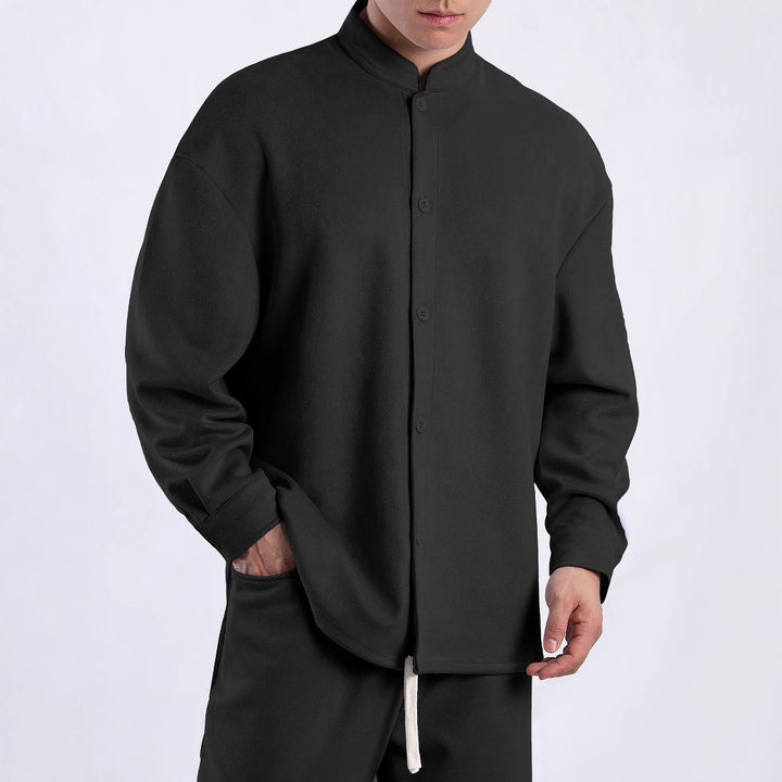 Women's long sleeve shirt with sparkling fabric and modern high collar Lune London