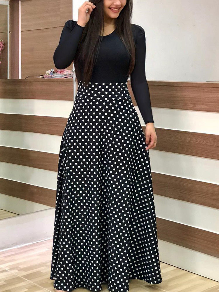 Women's Elegant Maxi Dress with Graphic Print and Flexible Waist Lune London