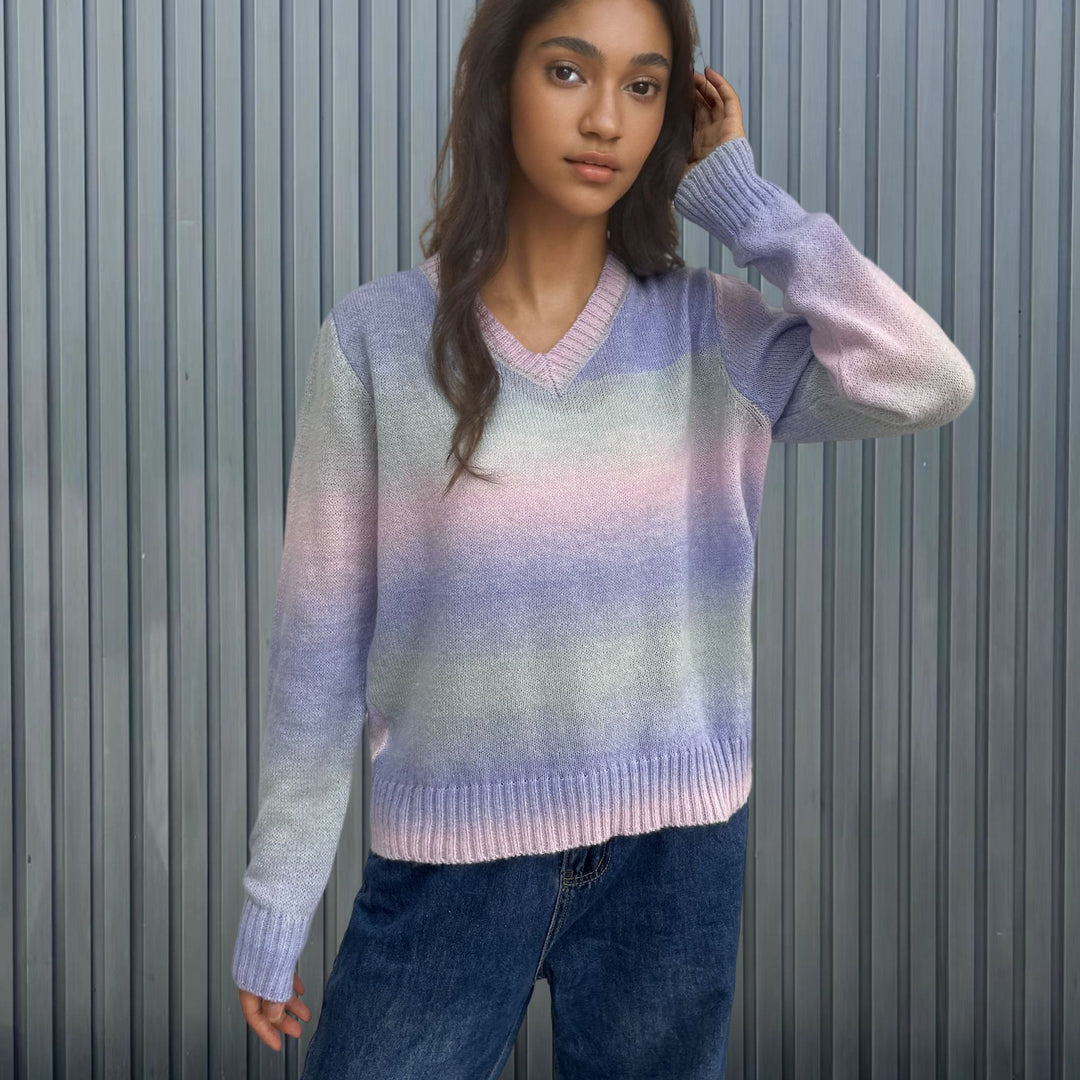V-neck sweater with gradient for ladies Lune London