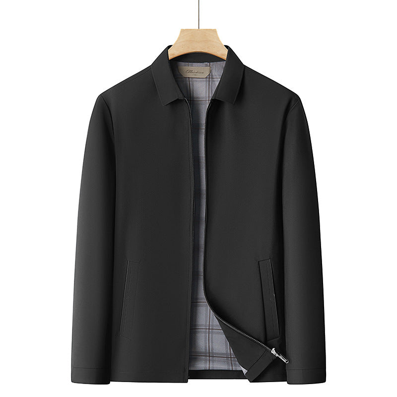 Men's lightweight transitional jacket with shirt collar, full-length zipper and checked lining Amarae