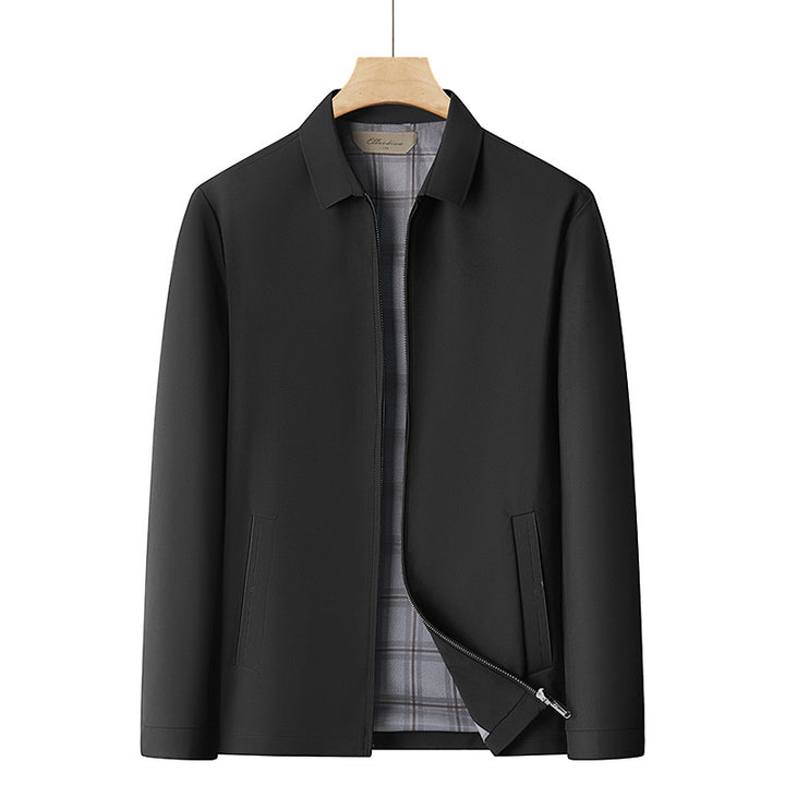 Men's lightweight transitional jacket with shirt collar, full-length zipper and checked lining Amarae