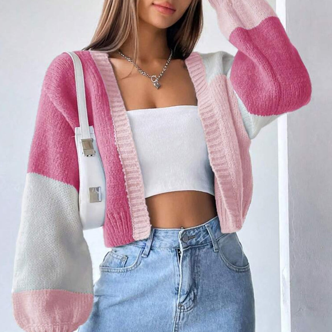 Casual cardigan for women in a modern color block design Lune London
