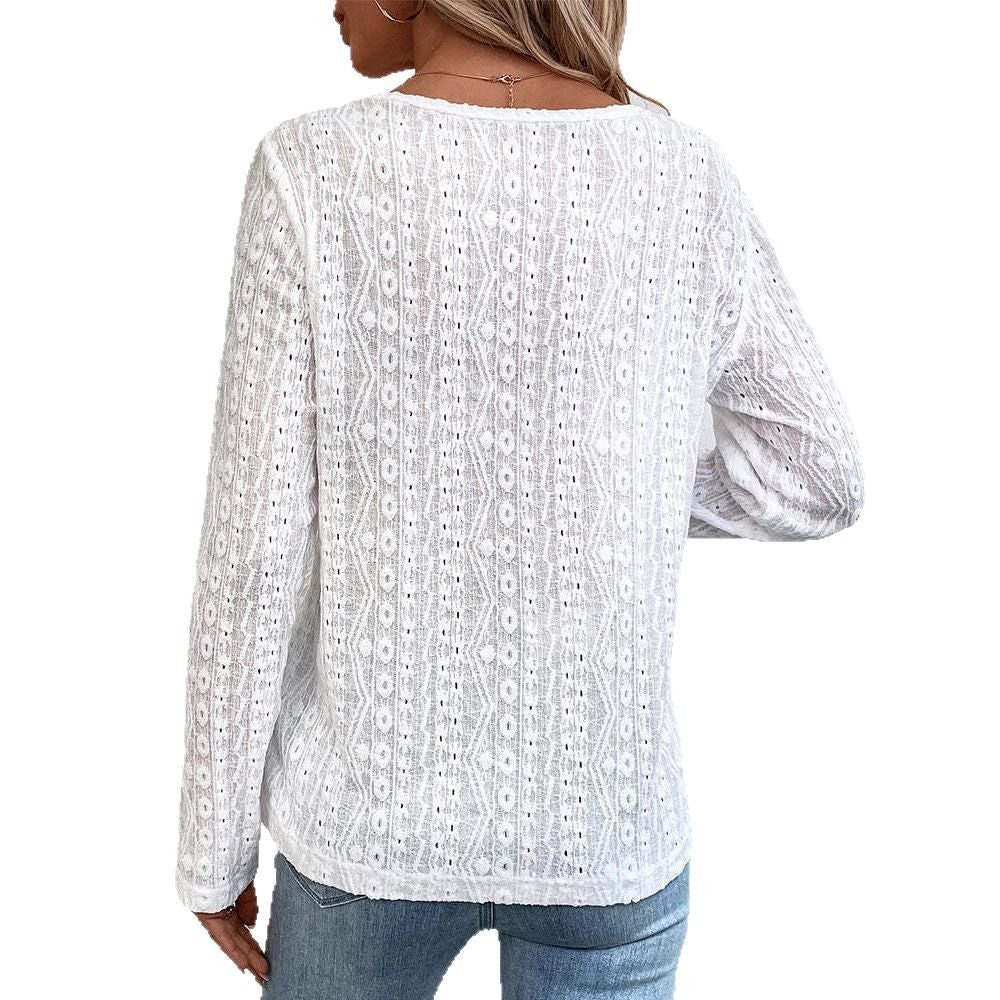 Chemise à manches longues pour femmes avec détail de bouton nostalgique Chic & Stil