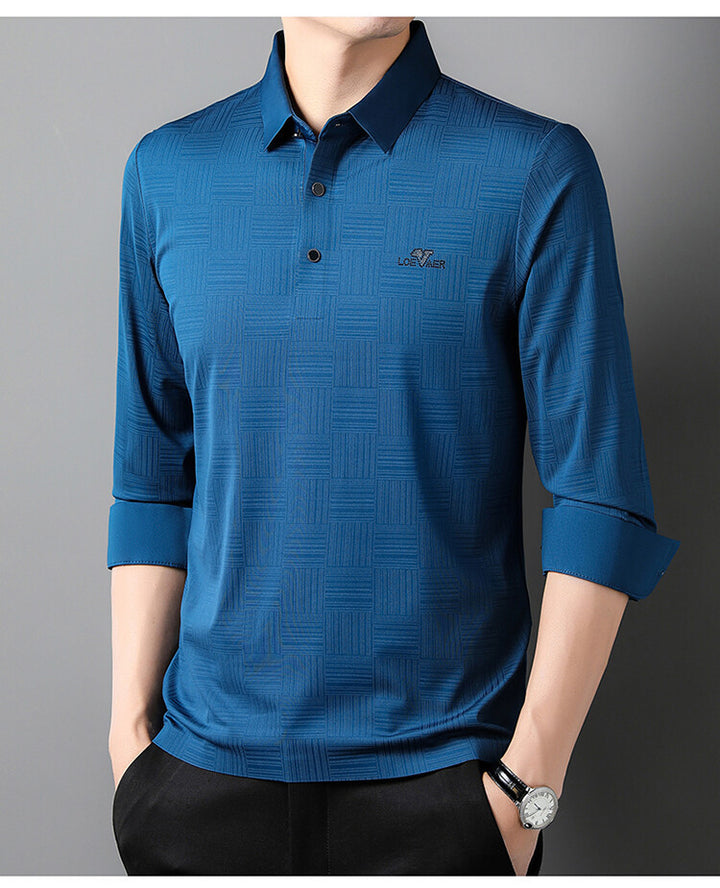 Long sleeve polo shirt for men with textured design Lune London