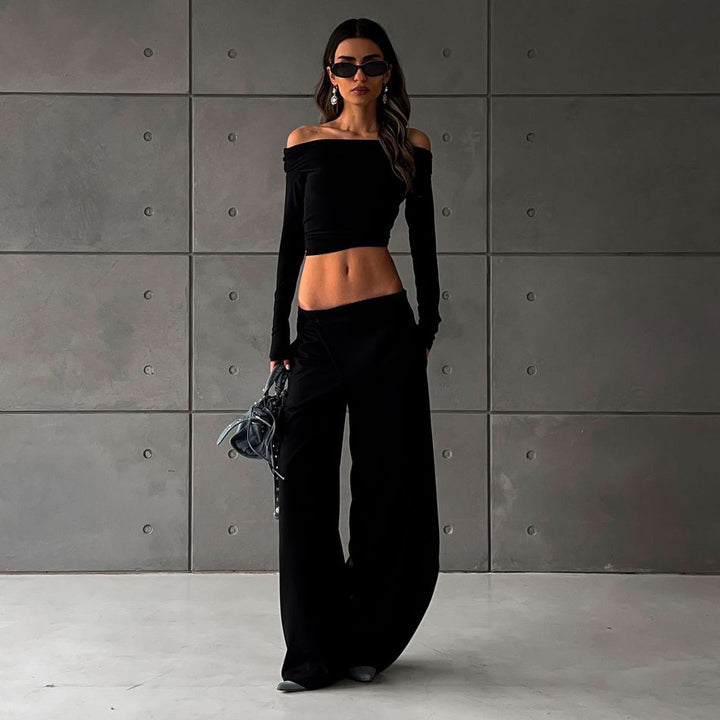 Elegant high-regular trousers for women with asymmetric cut Lune London
