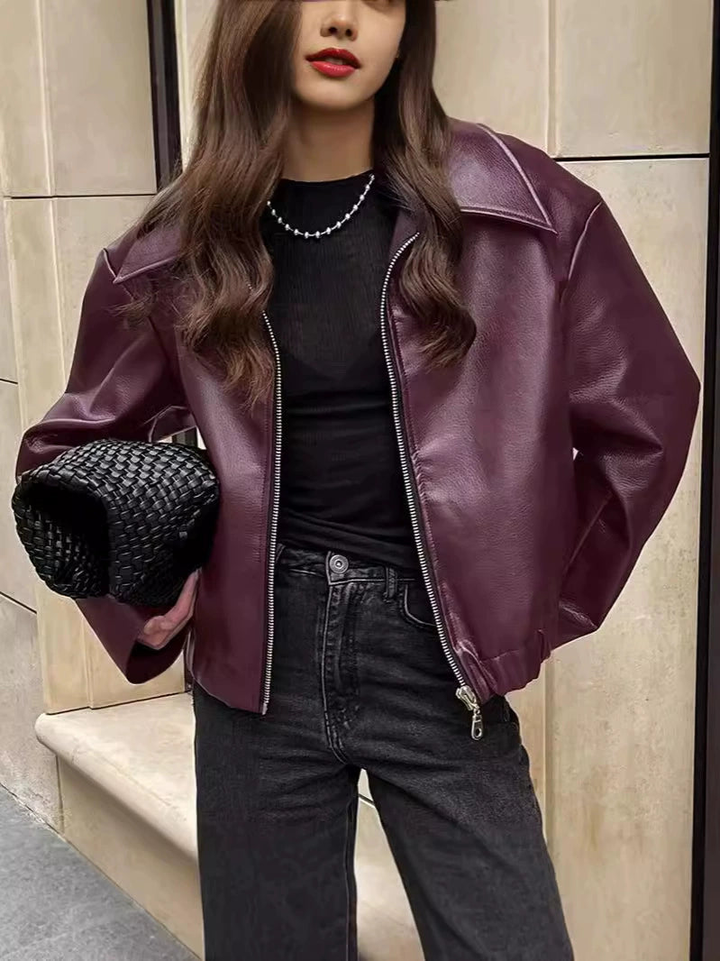 Women's Elegant Faux Leather Jacket Amarae