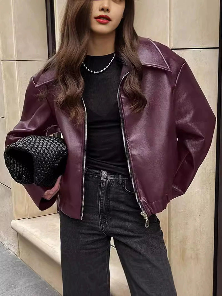 Women's Elegant Faux Leather Jacket Amarae