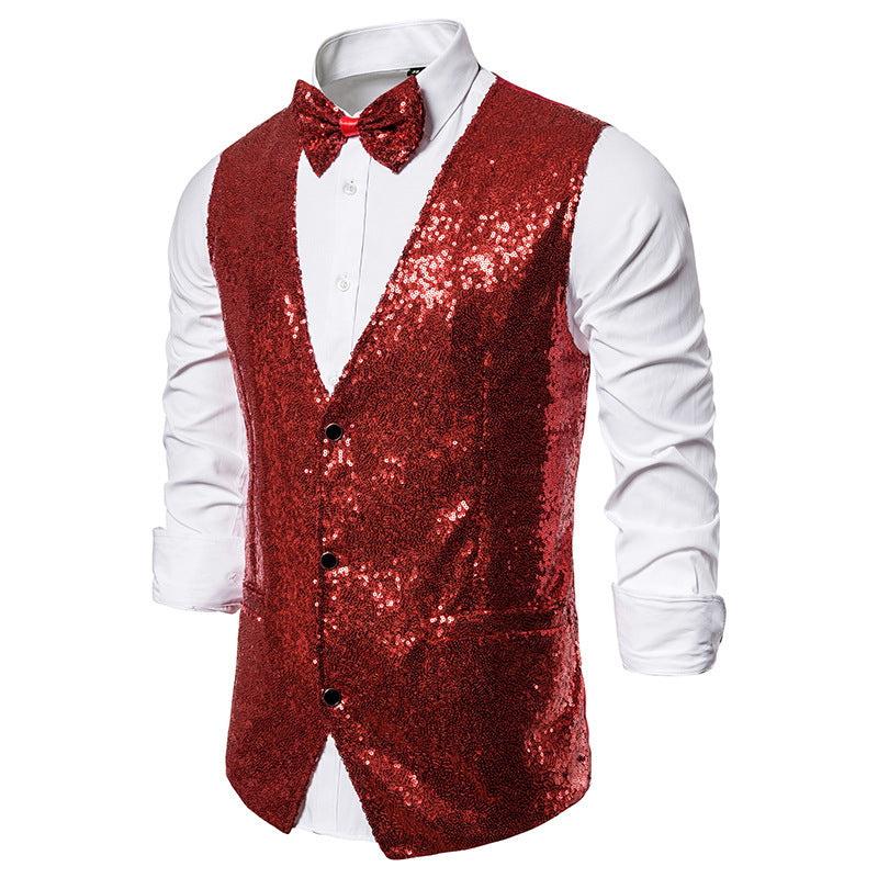 Men's Sparkling Festive Vest with Matching Bow Tie Amarae
