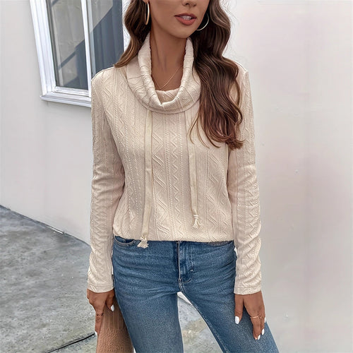 Women's sweater with cowl neck and textured pattern detail and long sleeves Amarae