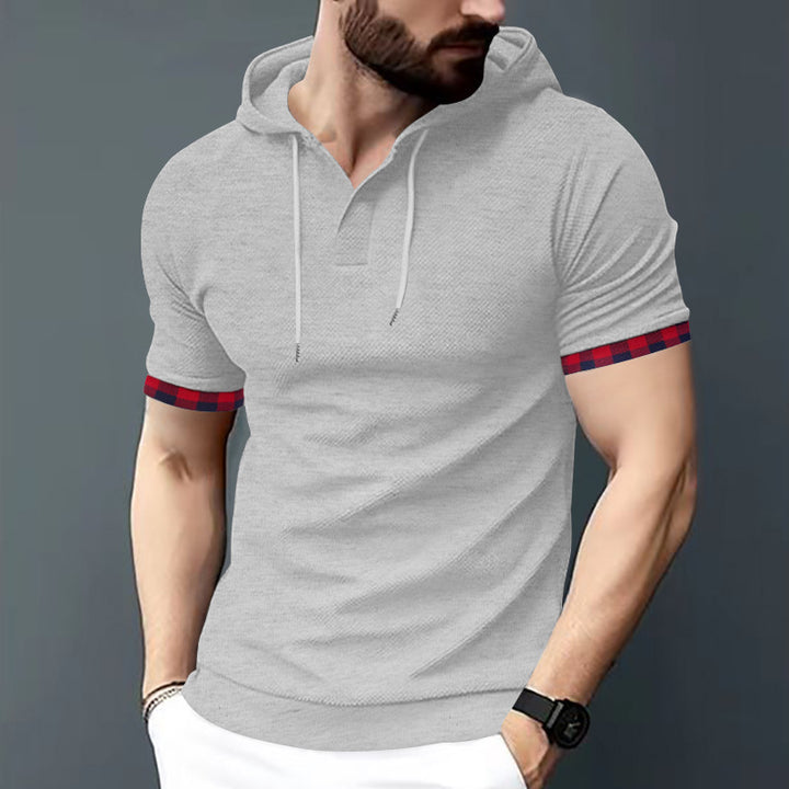 Men's short sleeve shirt with hood and modern accents Chic and style
