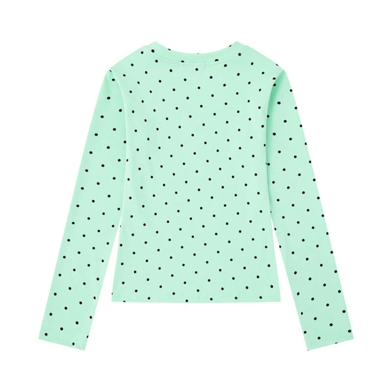 Women's long sleeve shirt made of cotton jersey with polka dot pattern and statement star print Amarae