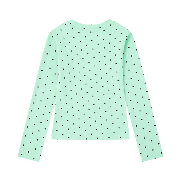 Women's long sleeve shirt made of cotton jersey with polka dot pattern and statement star print Amarae
