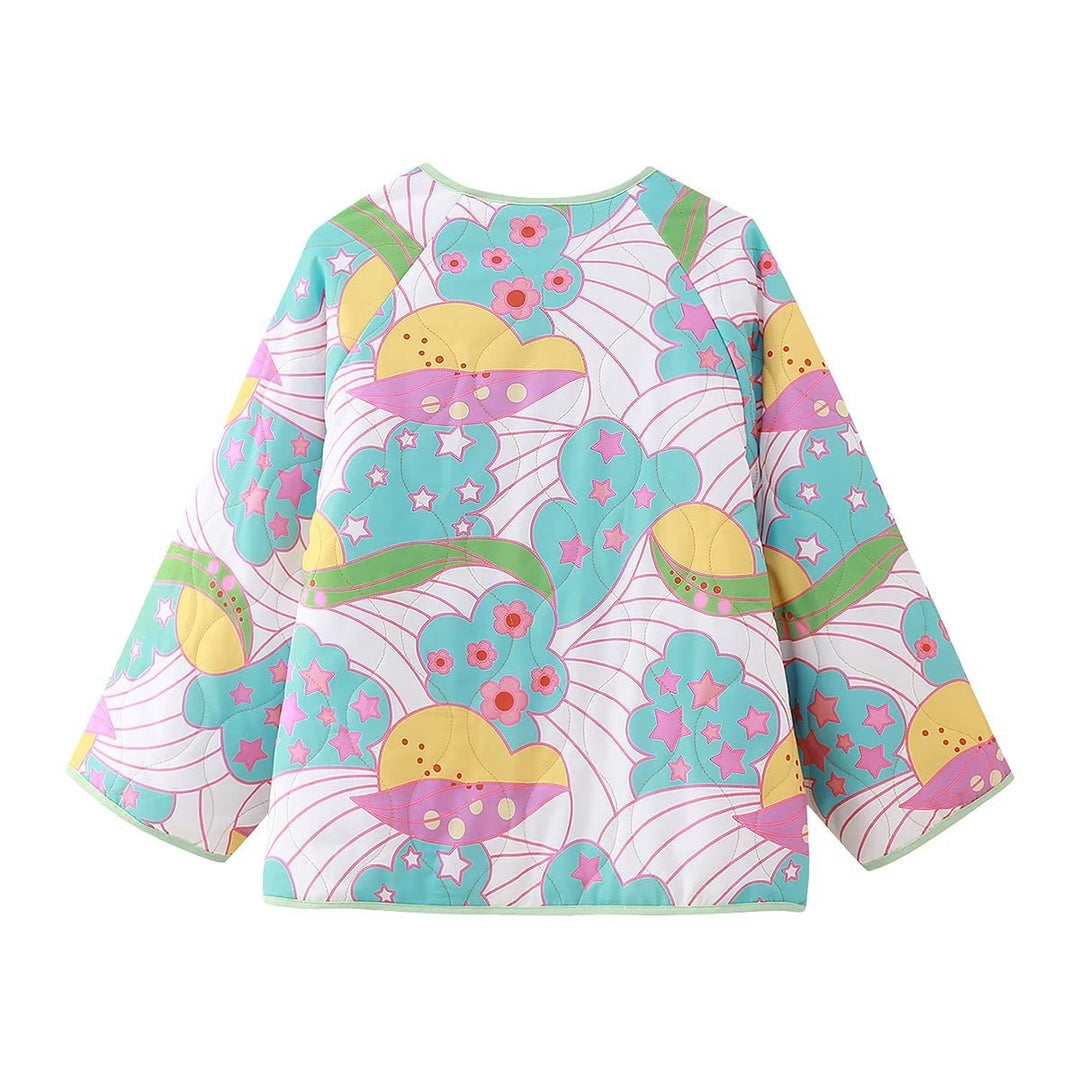Transitional jacket for women with a cheerful floral pattern and practical button details Lune London
