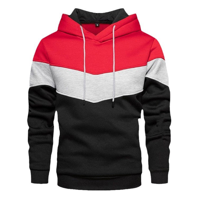 Men's Sports Hoodie with Chic Geometric Color Design