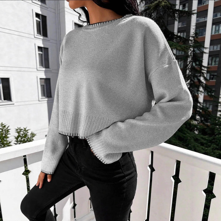 Ladies Trendy Sweater with Asymmetrical Edges and Textured Design Lune London