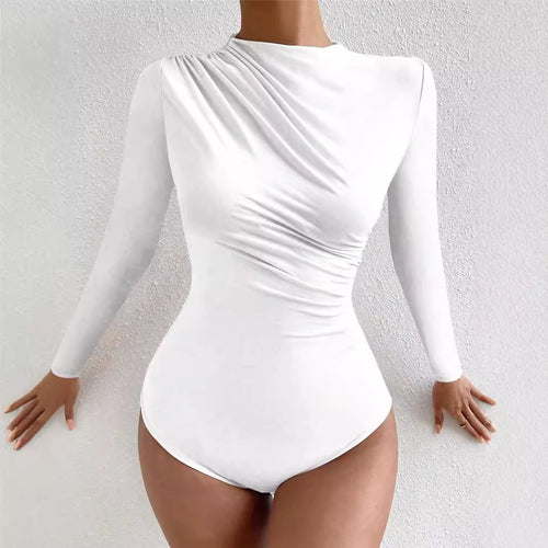 Ladies long sleeve bodysuit with elegant draping Amarae