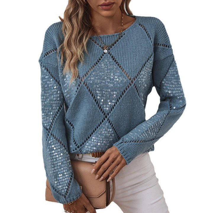 Fashion women's sweater with an intricate knit design and sparkling elements Lune London