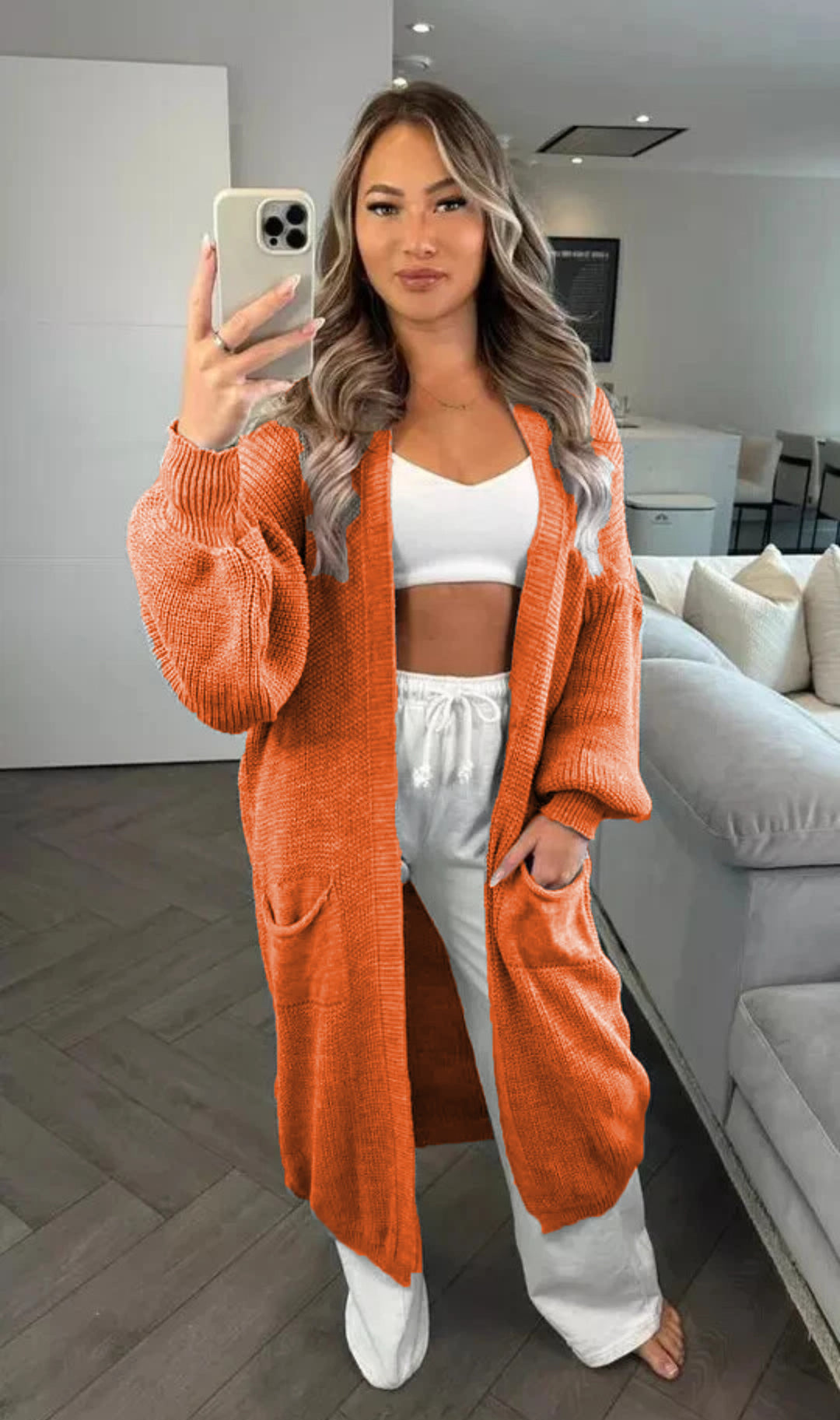Chunky knit cardigan for women with a relaxed oversized style with practical pockets Lune Londonl