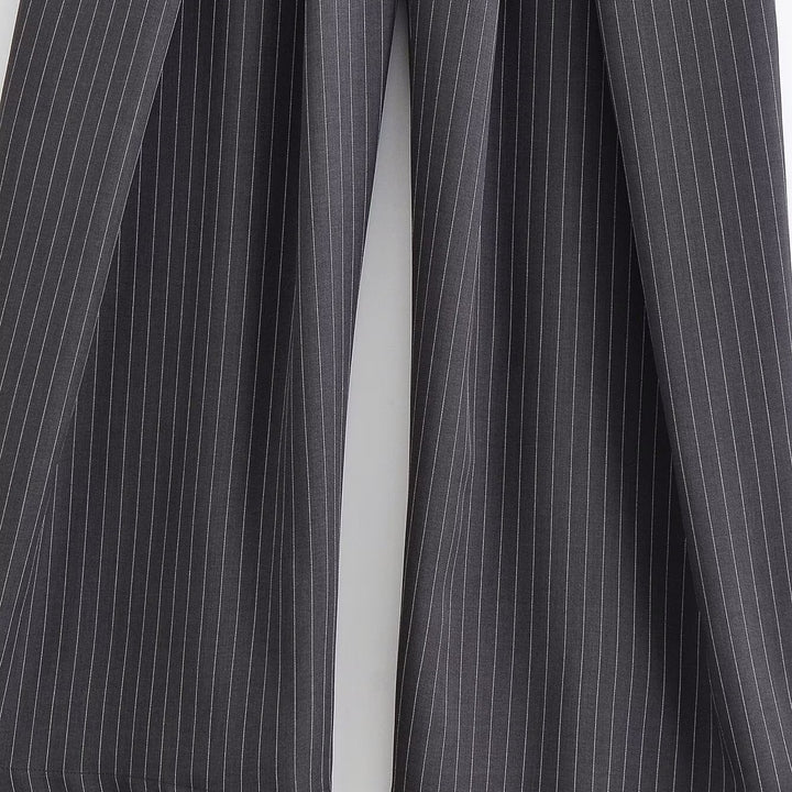 Women's palazzo pants with pinstripes, front segmented pleats, and high waistband Amarae