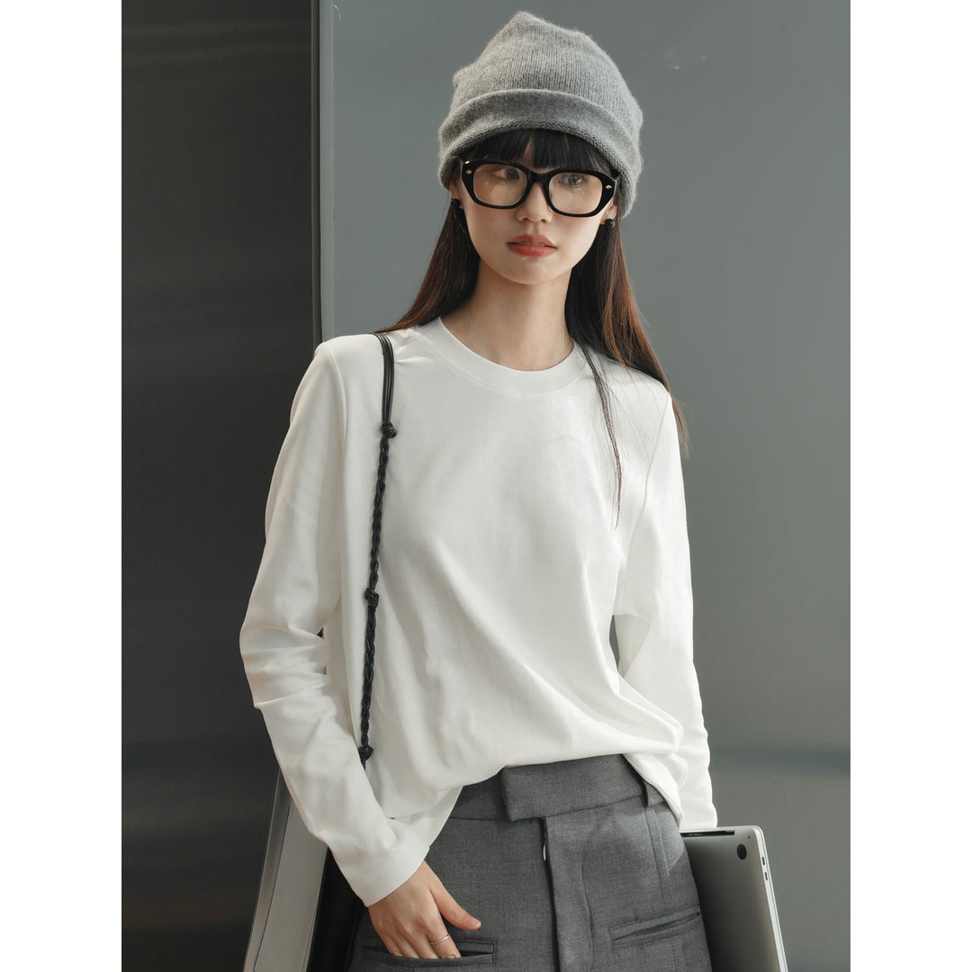 Women Casual Long Sleeve made of heavy cotton jersey with rounded hem Amarae
