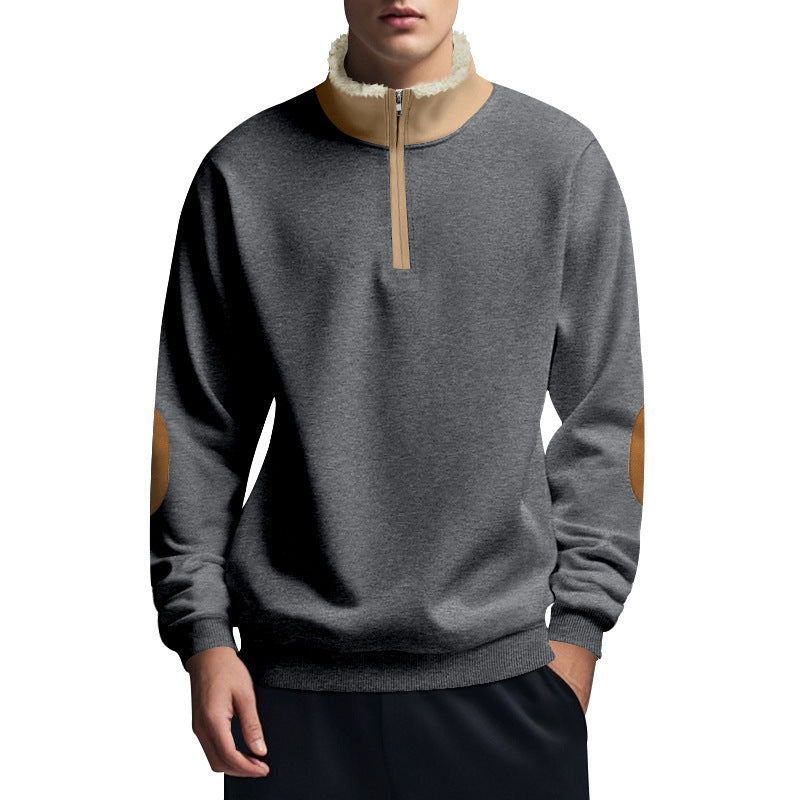 Fleece pullover for men with high collar and zipper Amarae