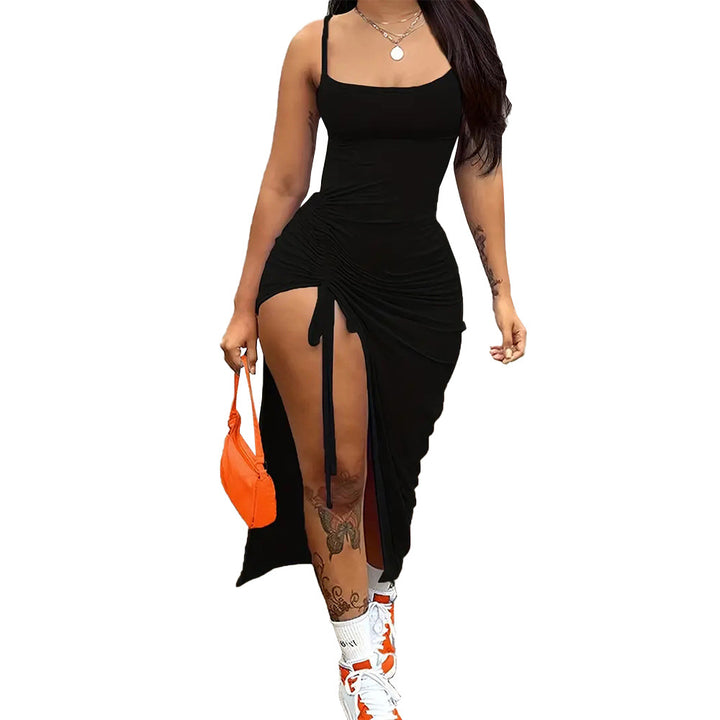 Robe maxi femme avec détail volants et fente haute Chic & Stil