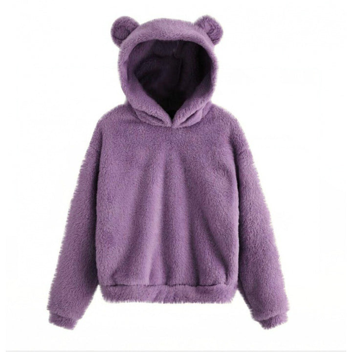 Women's Cozy Teddy Fleece Hoodie with Bear Ears and Oversized Fit Amarae