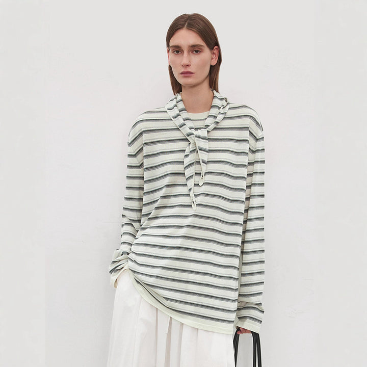 Chemise décontractée pour femme à manches longues avec ceinture à nouer à la mode Chic & Stil