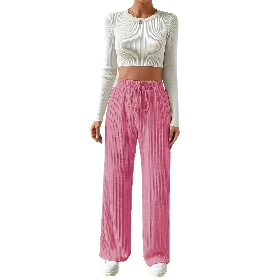 Comfortable lounge pants for women with elastic waistband and ribbed structure Lune London