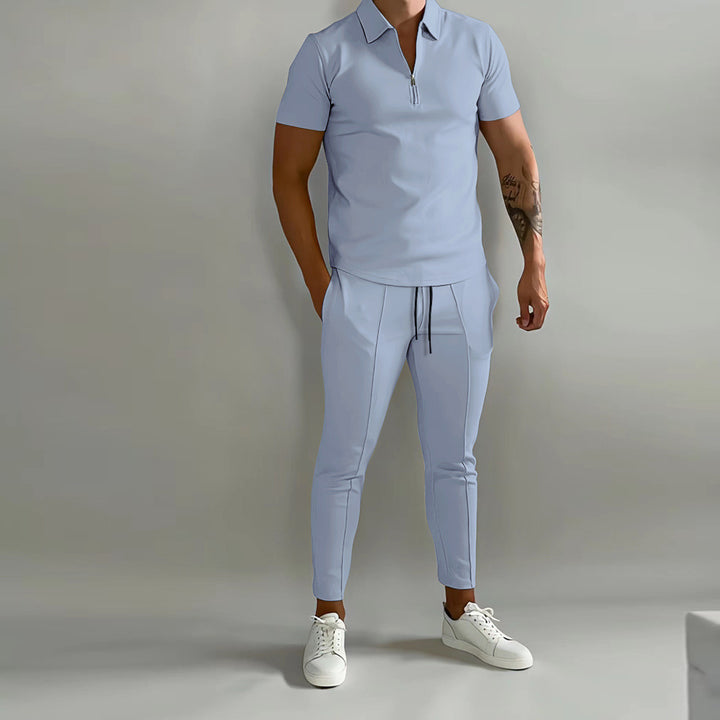 Trendy polo shirt for men with high-quality zipper and stylish slim-fit pants Lune London