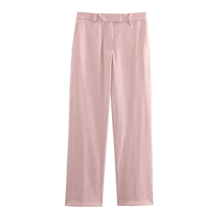Women's Loose High-Waist Fabric Pants in Linen Look with Straight Leg Amarae