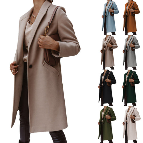Elegant wool coat for women with piped pockets and flattering fit Amarae