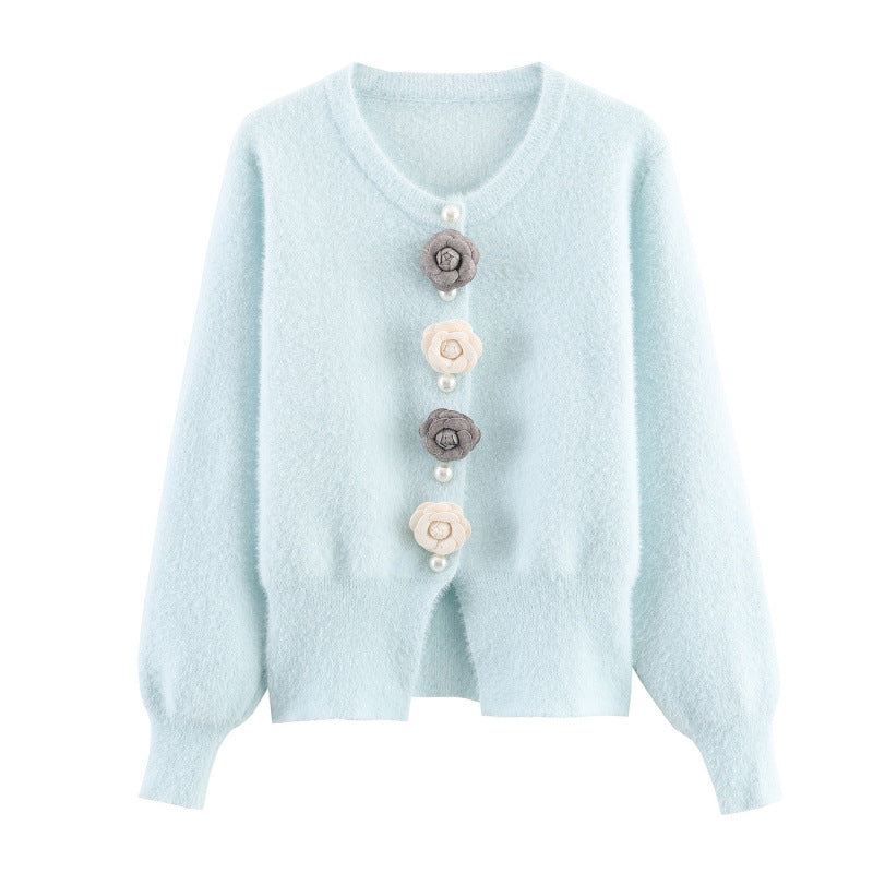 Ladies stylish cardigan with unique floral appliqués Lune London