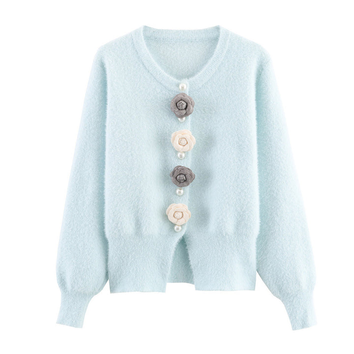 Ladies stylish cardigan with unique floral appliqués Lune London