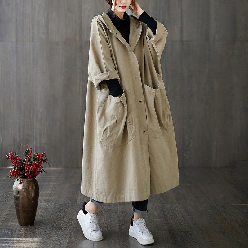 Oversized hooded coat for women with practical pockets Lune London