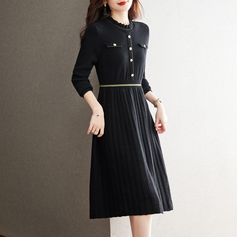 Knit dress for women with an elegant back and a high collar Lune London