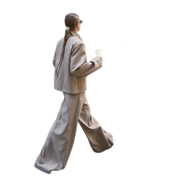 Women's Wide Pinstripe Trousers with Crease and High Waist Amarae